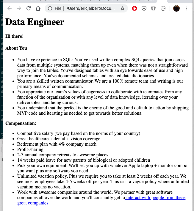 Example job scraping problem